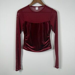 Wild‎ Fable Velour Burgundy Long Sleeve Top